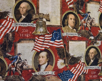 America 250 Founding Fathers, by Northcott. Fabric by the Yard #3089