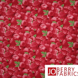 Raspberries Print Fabric, Raspberries by Elizabeth Studio, Quilt or Craft Fabric, Fabric by the Yard image 1