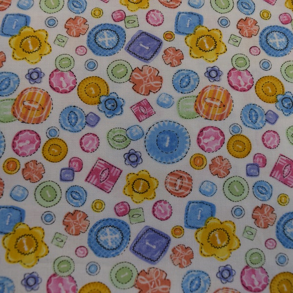 Assorted Buttons from Handmade with Love Collection by Paula Joerling for Henry Glass,  Quilt or Craft Fabric,  Fabric by the Yard.