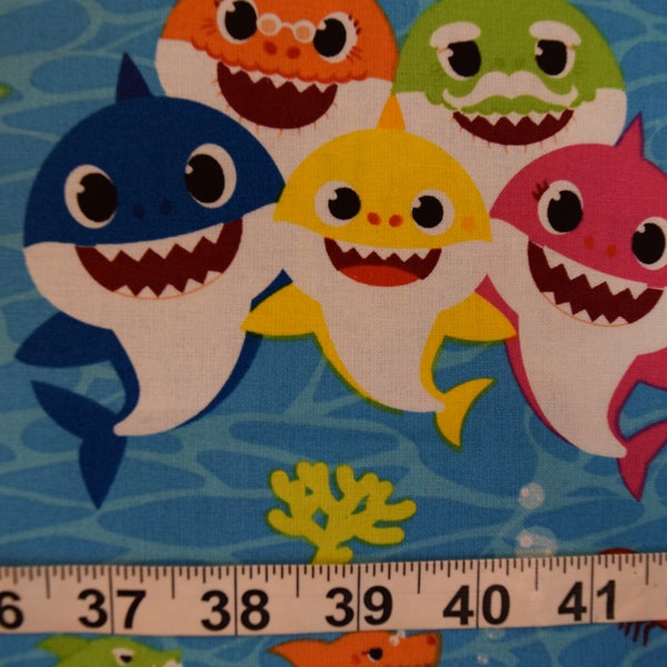 Baby Sharks from Smart Study Collection by David Textiles.    Quilt or Craft Fabric.   Fabric by the Yard.