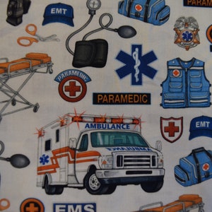Emergency Medical Equipment from What the Doctor Ordered Collection by Dan Morris for Quilting Treasures. Fabric by the Yard #2097
