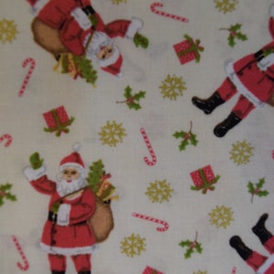 Santas from the Christmas Metallics Collection by Choice Fabrics. Fabric by the Yard #2032