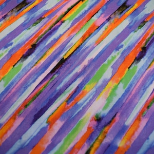 Bright Diagonal Rainbow Stripe by Oasis. Cotton Fabric by the Yard #1546