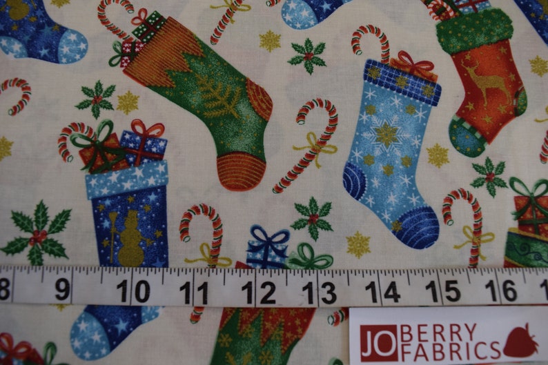 Christmas Stockings from Merry Christmas Metallics by Choice Fabrics, Quilt or Craft Fabric, Fabric by the Yard. image 3