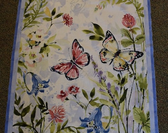 Watercolor Butterflies from Among the Branches Collection by Susan Winget for Wilmington Prints.  Fabric by the Panel.