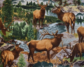 Elk from the Nature Collection by Timeless Treasures. Fabric by the Yard #2367