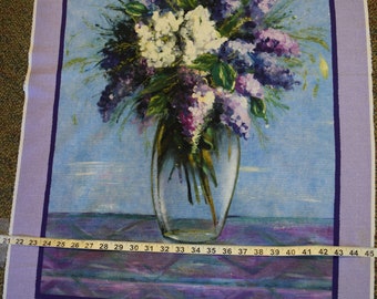 Watercolor Vase with Flowers Panel from The Blooming Vase Group by Michael Miller.  Quilt or Craft Fabric, Fabric by the Panel.