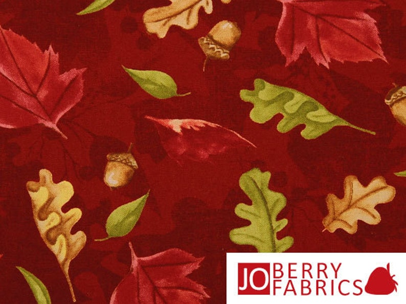 A Colorful Season by Nancy Mink for Wilmington Prints Fall Leaves and Acorn Fabric Fabric by the Yard Quilt or Craft Fabric