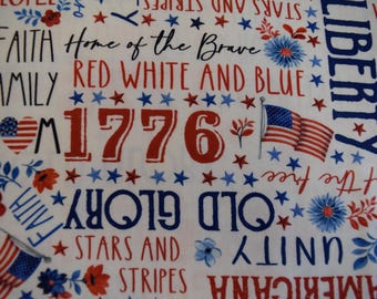 Red, White & Blue - American Patriotic Words on White - Oasis