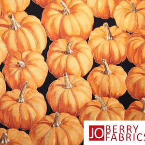 Autumn Fauna Pumpkin Fabric. Fabric by the Yard