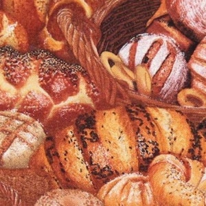 Freshly Baked Bread by Elizabeth's Studio. Cotton Fabric by the Yard #0482