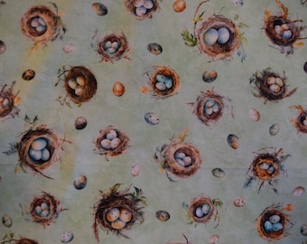 Bird Nest from the Birdsong Collection by Dan Morris for Quilting Treasures. Fabric by the Yard #2761