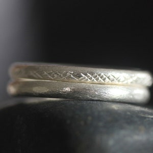 Pair of handmade silver rings with different textures R0053 image 6