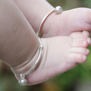 Pair of handmade silver baby anklets with decorated bells (BA) 35 mm diameter*silver anklets*baby anklets*anklets for baby (A0001)