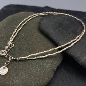 Silver beads 2 strands anklet with adjustable chain *silver anklet* anklet for women* anklet for her*bead anklet*silver bead anklet (BA0002)