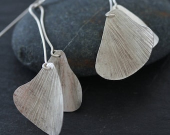Double hanging ginkgo leaf earrings*silver earring*earring for women*earring for her*dangling earring (E0178)