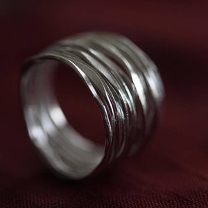 Details about   Handmade open band silver ring with three silver wire Band Ring Statement Ring 