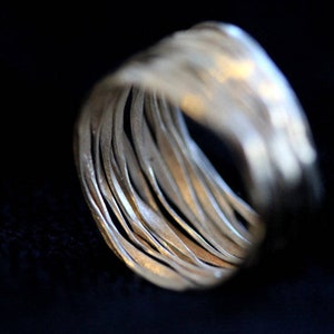 Handmade Hammered Silver Wire ring R0005 image 1