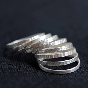 Stackable silver rings with different textures R0021 image 2