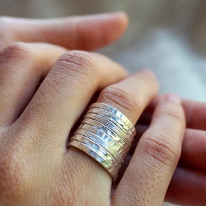 Stackable silver rings with different textures R0021 image 10
