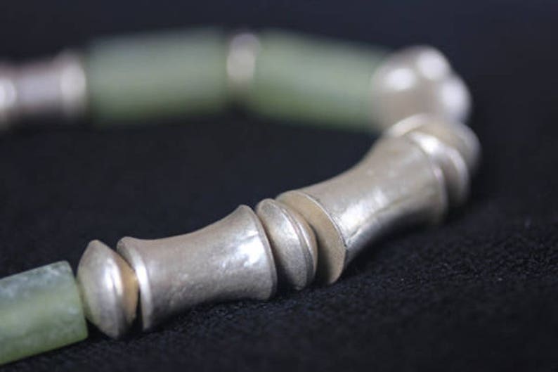 Bamboo shape Bracelet with Bobbin sterling silver pieces and Etsy