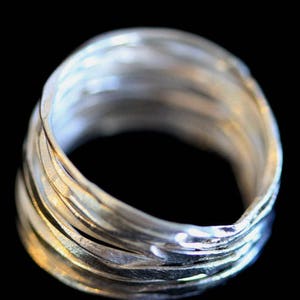 Handmade Hammered Silver Wire ring R0005 image 7