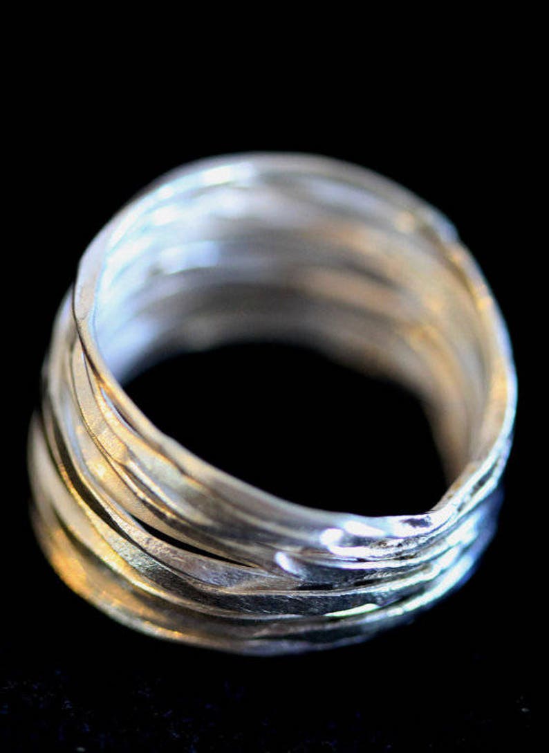 Handmade Hammered Silver Wire ring R0005 image 7