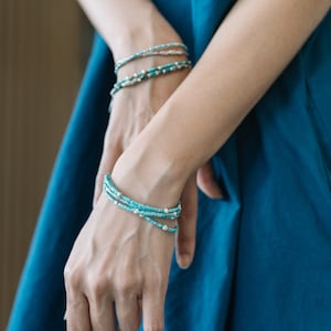 Turquoise and silver beads tiered bracelet*silver bracelet*bead bracelet*bracelet for women*bracelet for her (B0007)