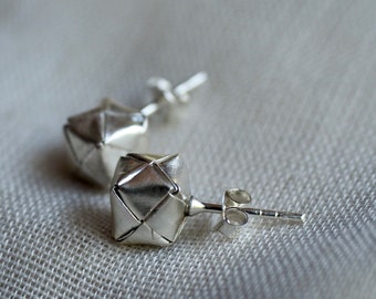 Handmade woven cube Silver Stud Earring (E0130)