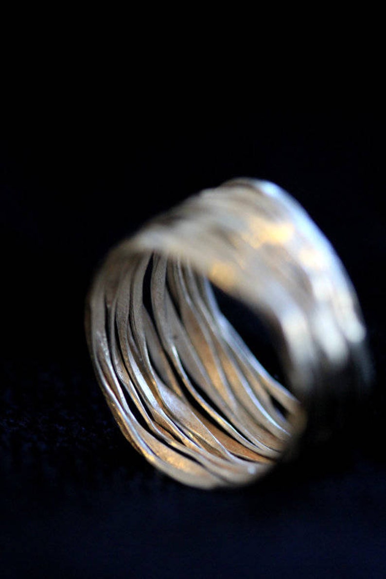 Handmade Hammered Silver Wire ring R0005 image 1