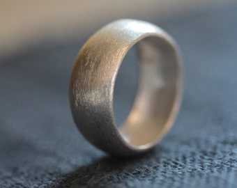 Handmade wide band scratched surface silver ring (R0036)<Custom Engraved Available>