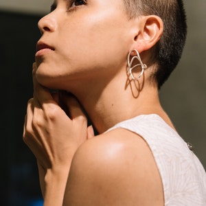 Handmade silver asymmetrical wrapped wire &quot;scribbles&quot; earrings*silver earring*earring for women*earring for her*silver women earring(E0197)