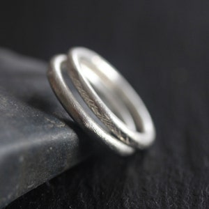 Pair of handmade silver rings with different textures R0053 image 8