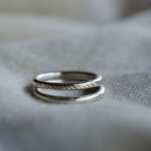 Pair of handmade silver rings with different textures R0053 image 10