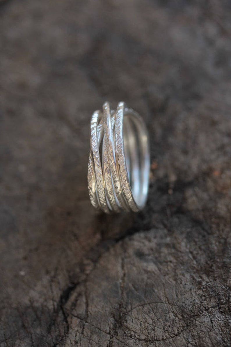 Criss cross handmade wraparound silver ring with hammered Etsy