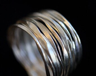 Handmade Hammered Silver Wire ring*woman*man(R0005)