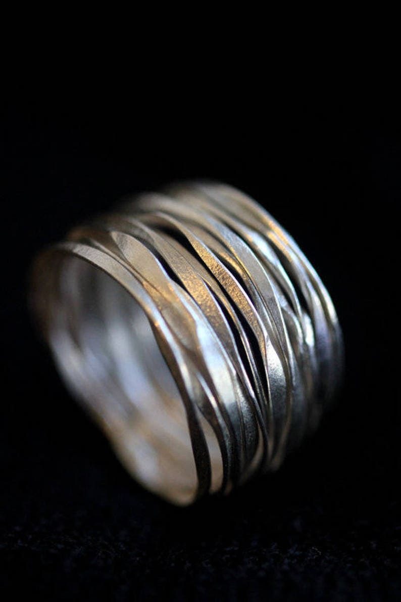 Handmade Hammered Silver Wire ring R0005 image 3