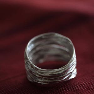 Handmade Hammered Silver Wire ring R0005 image 6