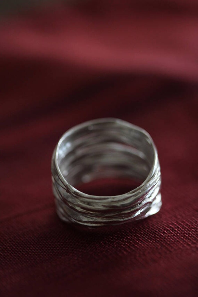 Handmade Hammered Silver Wire ring R0005 image 6