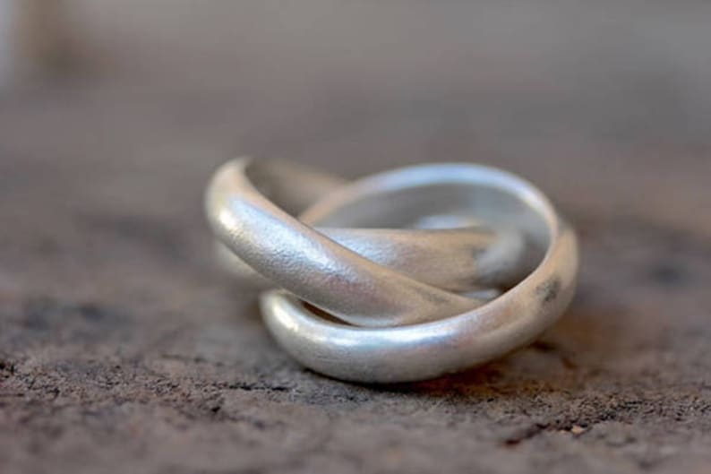 Handmade 3 Intertwined Rings in Silver Wire With Half-round - Etsy UK