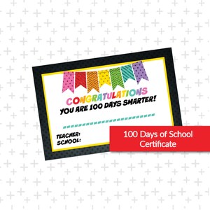 100th Day of School Rainbow Chalkboard Award Certificate INSTANT DOWNLOAD PRINTABLE
