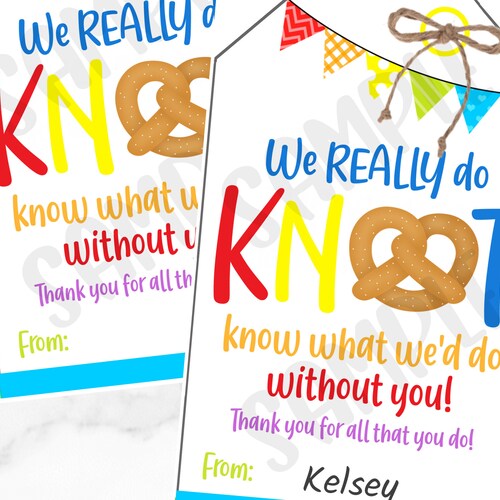 Pretzel Gift Tag Teacher Staff Employee School Appreciation Etsy