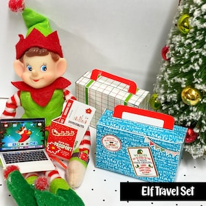 Zestaw do druku Elf Travel – świąteczne rekwizyty, walizka, paszport (do pobrania w wersji cyfrowej)