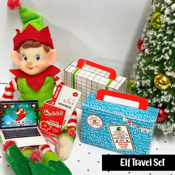 Elf TRAVEL Suitcase Printable Download DIY Shelf Activity Game Fun Christmas Props Mischief Antics Set