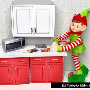 Printable Elf Kitchen Microwave Set | Elf Props & Accessories | Christmas Elf Printables | Holiday Mischief Elf Scenes