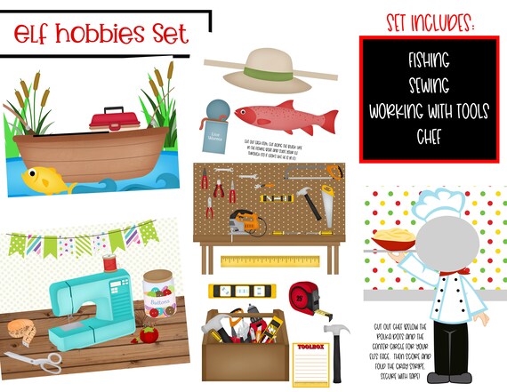 Elf Christmas HOBBIES Activities  DIY Printable Page Files