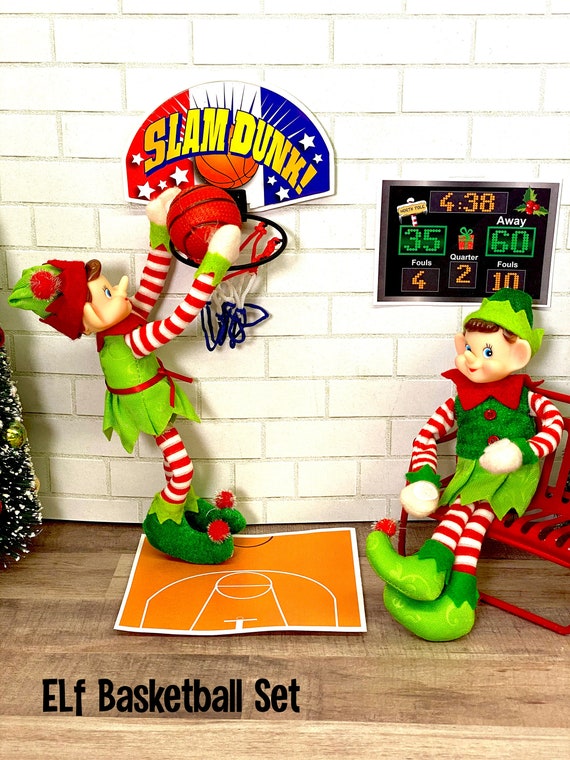 Elf BASKETBALL Set Christmas Props Shelf Game Fun Activity