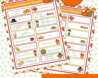 Thanksgiving Charades & Pictionary Game | Printable Family Party Activity | Holiday Classroom Fun