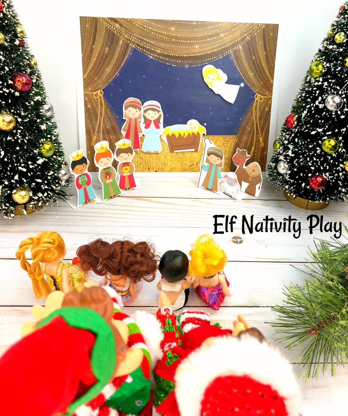 Elf Playing Elf Nativity Play Printable Theater | Puppet Show Props | Christmas Elf ...