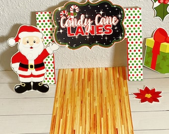 Elf Bowling Alley Printable | Elf Props | Christmas Elf Accessories | Holiday Mischief Elf Game | Polka Dot Wall | Download